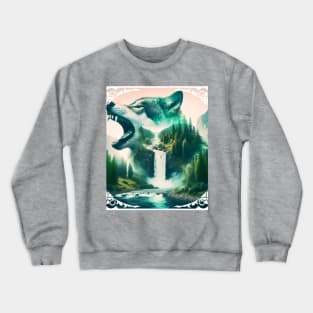 Landscape With Wolf Illustration Crewneck Sweatshirt